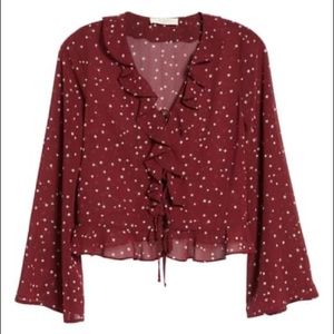 Elodie Star Print Ruffle Lace-Up Top